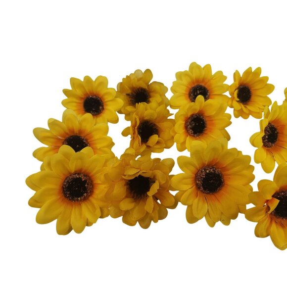 Yellow Artificial Sunflower Heads 2.5 Inch Pack Of 18 Decorative Flowers - Picture 4 of 14